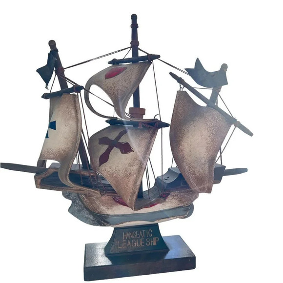 Hanseatic League Ship Model Nautical Home Shelf Decor Maritime Vintage-Style‎ - Picture 3 of 6